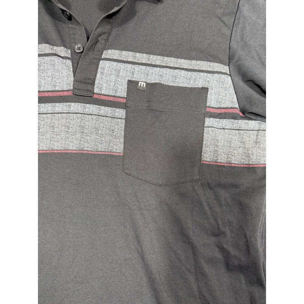 TravisMathew Black Gray Stripe Polo Shirt Size Small - Picture 8 of 8